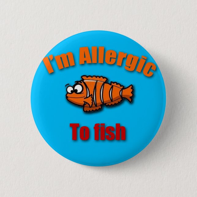 Badge Rond 5 Cm Badine les poissons vigilants d'allergie (Devant)