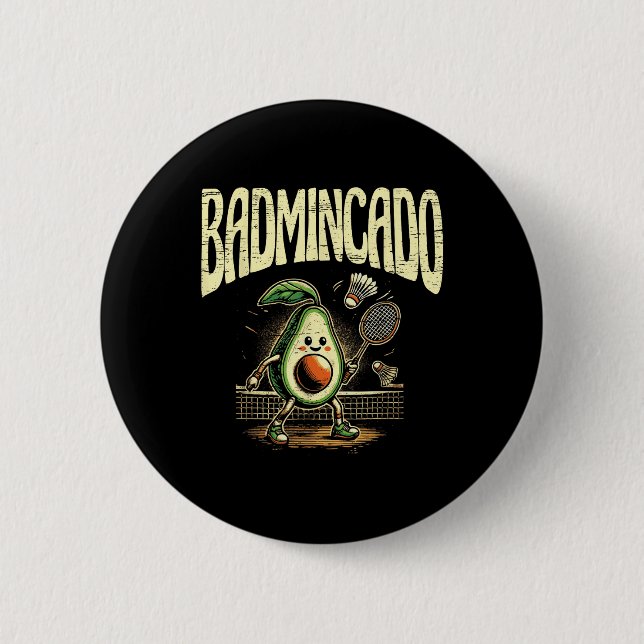 Badge Rond 5 Cm Badmincado Badminton Player Shuttle  (Devant)