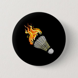 Badge Rond 5 Cm Badminton coloré flamme navette Art Sports