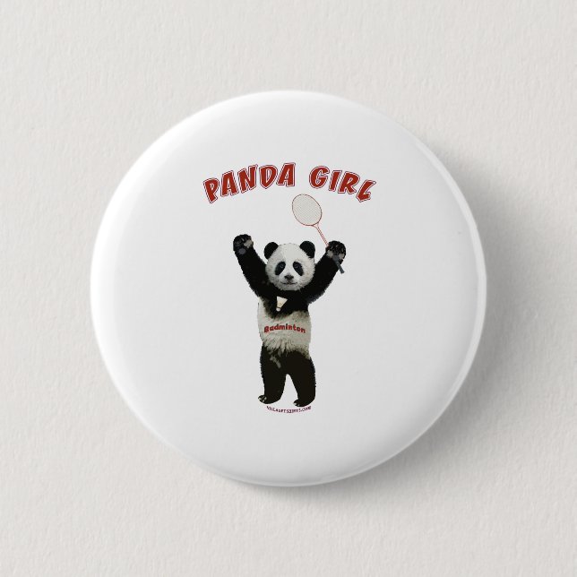 Badge Rond 5 Cm Badminton de fille de panda (Devant)