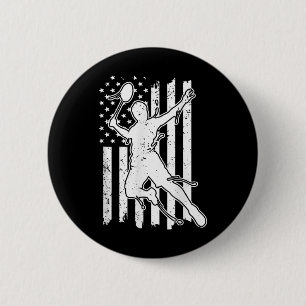 Badge Rond 5 Cm Badminton Drapeau Américain - Navette Drapeau Amér