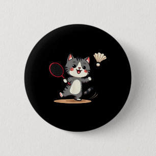 Badge Rond 5 Cm Badminton Drôle Raquette Mignonne Chat Navette Hom