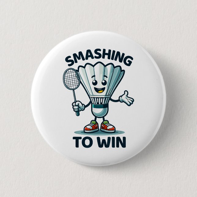 Badge Rond 5 Cm Badminton Forever Cartoon Shuttle Et Racket Graphe (Devant)