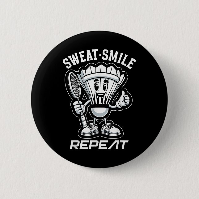 Badge Rond 5 Cm Badminton Forever Cartoon Shuttle Et Racket Graphe (Devant)