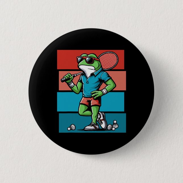 Badge Rond 5 Cm Badminton Frog Shuttle Poona (Devant)