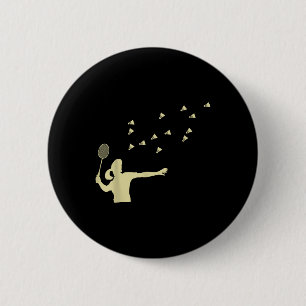 Badge Rond 5 Cm Badminton Girl Shuttle Woman Girl Shuttle Racket