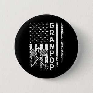 Badge Rond 5 Cm Badminton Granpop Drapeau Américain Noël Vintage