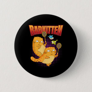 Badge Rond 5 Cm Badminton I Badkitten Cat I Badminton Racket Shutt
