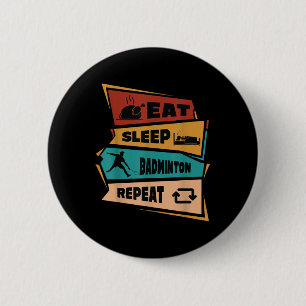 Badge Rond 5 Cm Badminton Jeu Répéter Shuttle Retro Badminton Joue