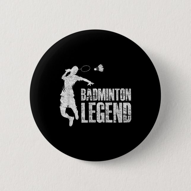 Badge Rond 5 Cm Badminton Legend _ Racket Shuttle _ Badminton Play (Devant)