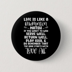 Badge Rond 5 Cm Badminton Match Sport Joueur Racket Jeux de navett