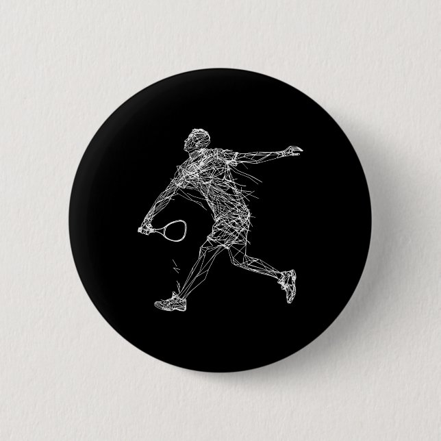 Badge Rond 5 Cm Badminton Player Drawing Shuttle Game For Boys  (Devant)
