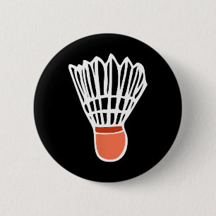 Badge Rond 5 Cm Badminton Player Racket Shuttle Illustration Sport