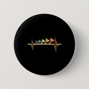 Badge Rond 5 Cm Badminton Player Retro Heartbeat - Badminton Sport