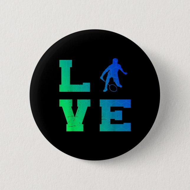 Badge Rond 5 Cm Badminton Player Shuttle Squash Mens Badminton  (Devant)