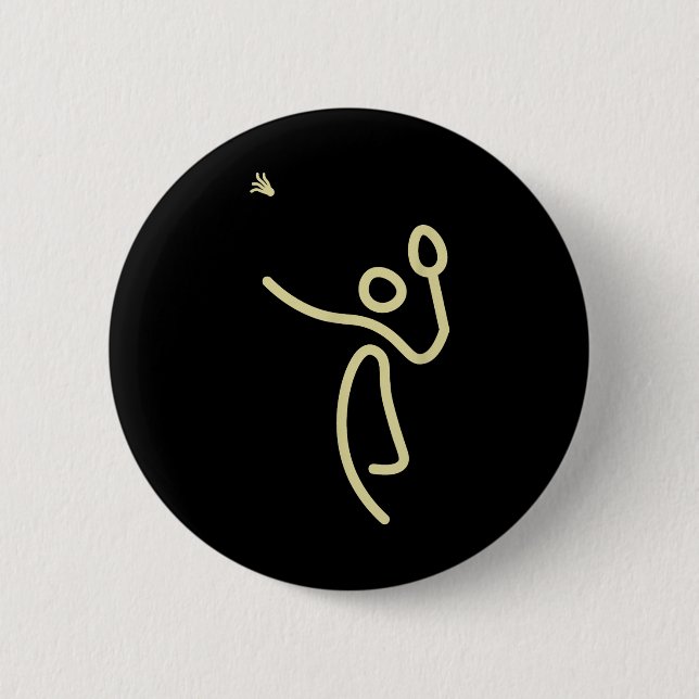 Badge Rond 5 Cm Badminton Stick Man – Shuttle Gift Idea  (Devant)