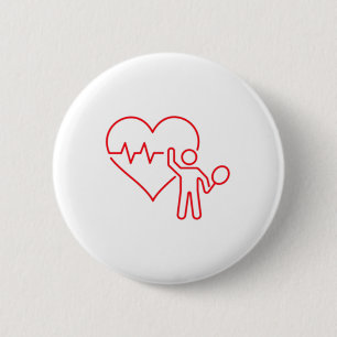Badge Rond 5 Cm Badminton Valentines Day Heartbeat My Valentine