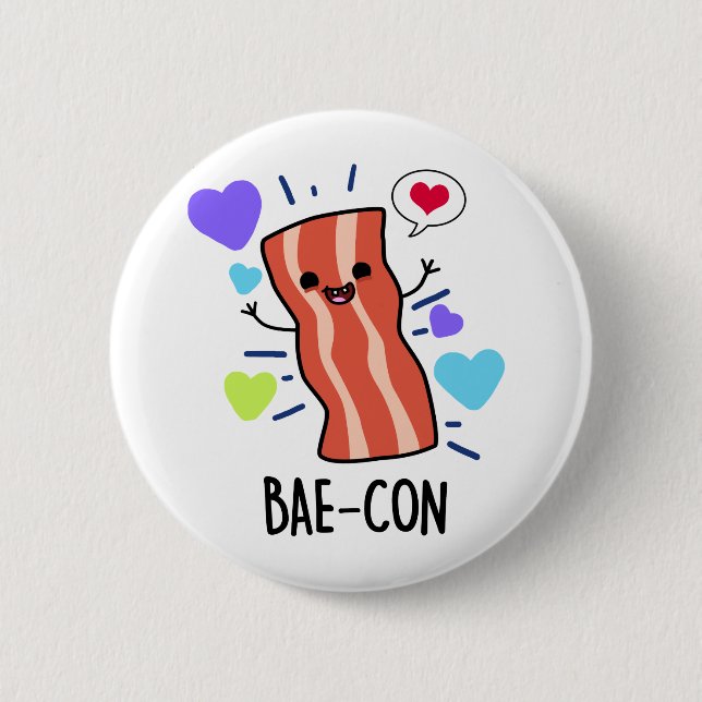 Badge Rond 5 Cm Bae-con Funny Bacon Pun (Devant)