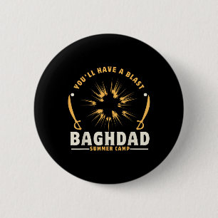 Badge Rond 5 Cm Bagdad Camp d'été Usa Anciens combattants Irak
