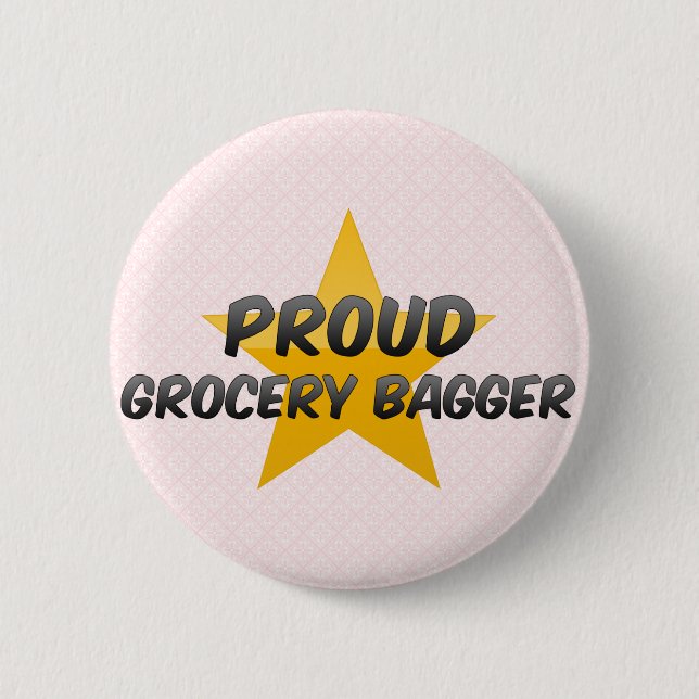 Badge Rond 5 Cm Bagger fier d'épicerie (Devant)