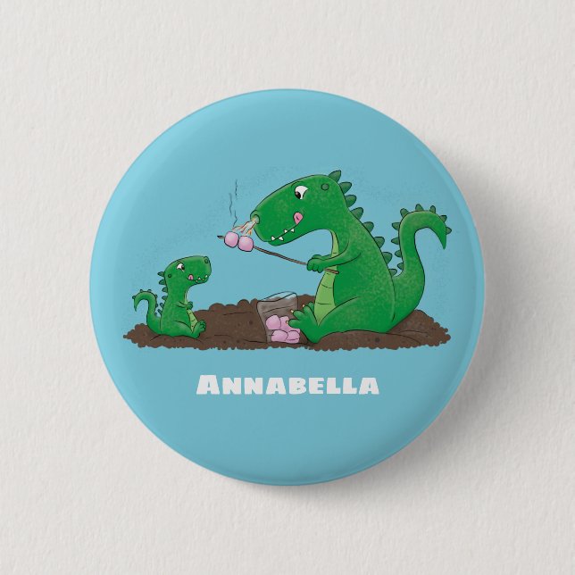 Badge Rond 5 Cm Baguettes mignonnes grillant des marshmallows dess (Devant)