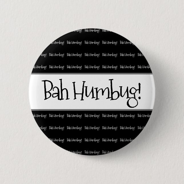 Badge Rond 5 Cm Bah humbug noir noël (Devant)
