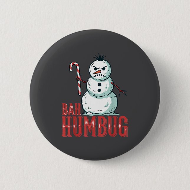 Badge Rond 5 Cm Bah Humbug Santa Hat Angry Snowman Sarcastic Chris (Devant)