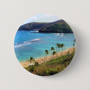 Badge Rond 5 Cm Baie de Hanauma, vue de Honolulu, Oahu, Hawaï