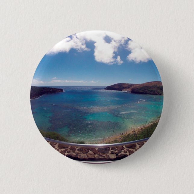 BADGE ROND 5 CM BAIE HAWAÏ DE HANAUMA (Devant)