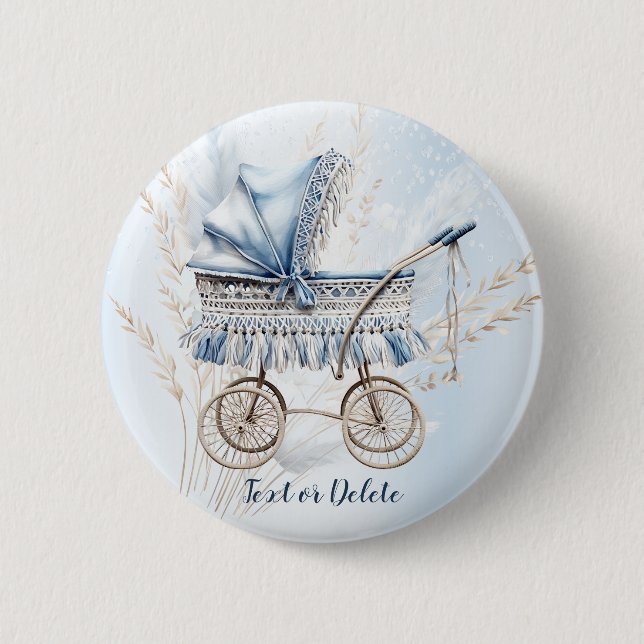 Badge Rond 5 Cm Baignoire Bleue Bleu Flore Belle (Devant)