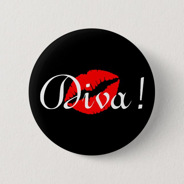 Badge Rond 5 Cm Baiser de diva rouge (Devant)