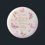 Badge Rond 5 Cm Baisers à papillon et voeux de bébé Baby shower fi<br><div class="desc">Doux rose,  mauve,  blush et or "Baisers à papillon et voeux de bébé" conception de Baby shower fille avec des papillons dans différentes combinaisons coordonnées de couleur sur une aquarelle arrière - plan de clair et rose. Conception composite par Holiday Hearts Designs.</div>