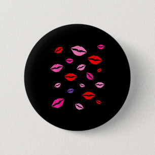 Badge Rond 5 Cm Baisers Peints sur les Lèvres.