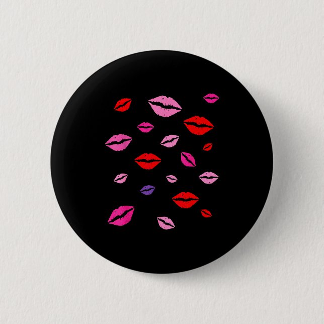 Badge Rond 5 Cm Baisers Peints sur les Lèvres.  (Devant)