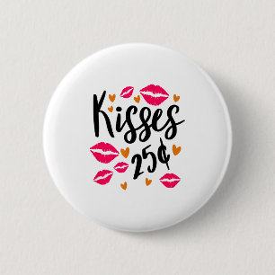 Badge Rond 5 Cm Baisers T-shirt de la Saint-Valentin à 25 Centimes