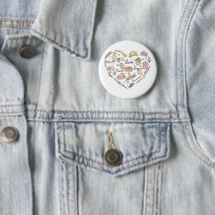 Badge Rond 5 Cm Baker Heart Funny Boulangerie Cuisine pâtisserie C