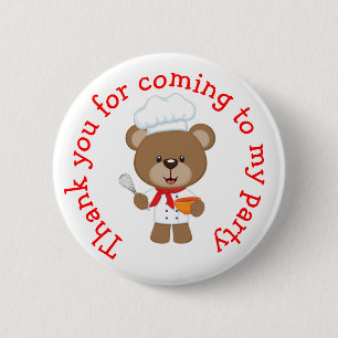 Badge Rond 5 Cm Baking Bear Anniversaire fête 'Merci pour venir'