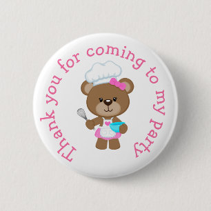 Badge Rond 5 Cm Baking Bear Anniversaire fête 'Merci pour venir'