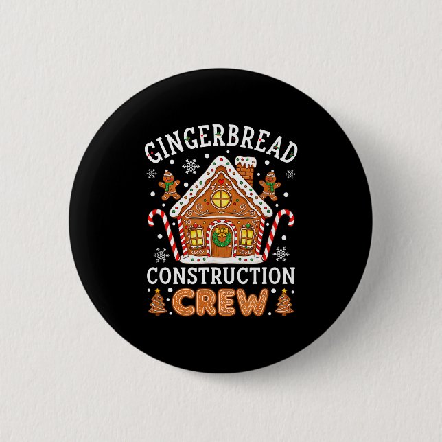 Badge Rond 5 Cm Baking Gingerbread House Construction Crew Christm (Devant)