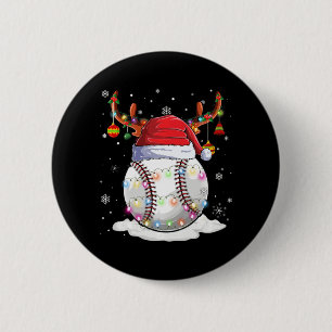 Badge Rond 5 Cm Bal de baseball Santa Hat Reindeer lumières de Noë