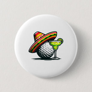 Badge Rond 5 Cm Bal De Golf Cinco De Mayo Avec Sombrero Et Margari