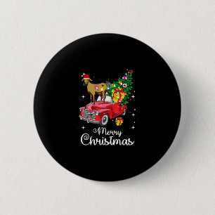 Badge Rond 5 Cm Balades de chèvre Rouge Voiture Noël