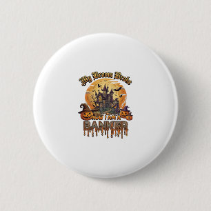 Badge Rond 5 Cm Balai Banquier Cassé Maison Hantée Halloween Sorci