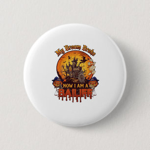 Badge Rond 5 Cm Balai Brisé Huissier Halloween Fantôme Cour Citrou