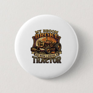 Badge Rond 5 Cm Balai Cassa Tracteur Citrouille Lune