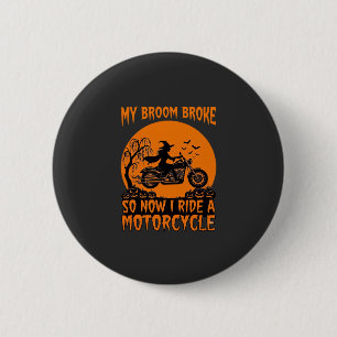 Badge Rond 5 Cm Balai Casse Halloween Sorcière Moto Chauves-Souris