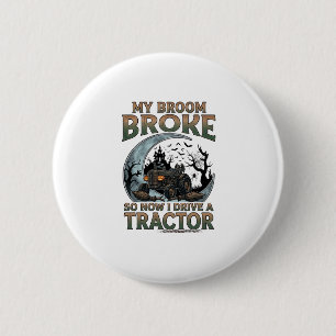 Badge Rond 5 Cm Balai Tracteur Cassé Citrouille Maison Hantée Lune