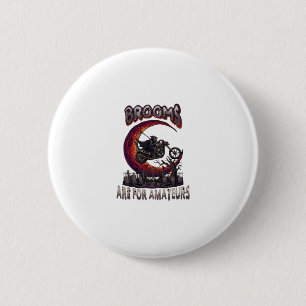 Badge Rond 5 Cm Balais Amateurs Grim Reaper Moto Halloween R