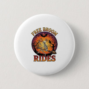 Badge Rond 5 Cm Balais Gratuits Promenades Halloween Squelette Cit