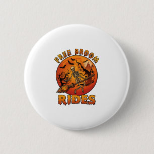 Badge Rond 5 Cm Balais Gratuits Promenades Halloween Squelette Cit